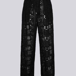 ORTTU Black Crochet Wide-Leg Men's Pants